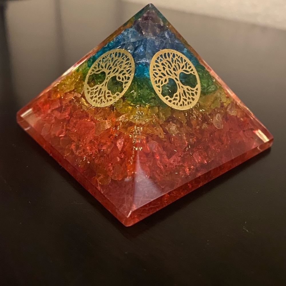 Orgonite Chakra Pyramid Tree of Life | Crystal Energy Healing Decor - Picture 2 of 5